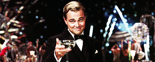 Leonardo Dicaprio in a tux raises a toast to you on New Year's Eve.