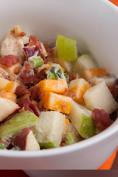 Pin it to lose fat from your tummy, hips, and thighs with this Bacon and Cheddar Chicken Salad.