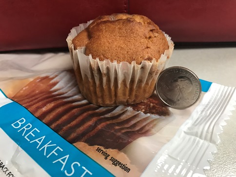 This is a typical diet meal plan breakfast muffin; it's barely taller than a quarter, like maybe two or three bites and that's it!