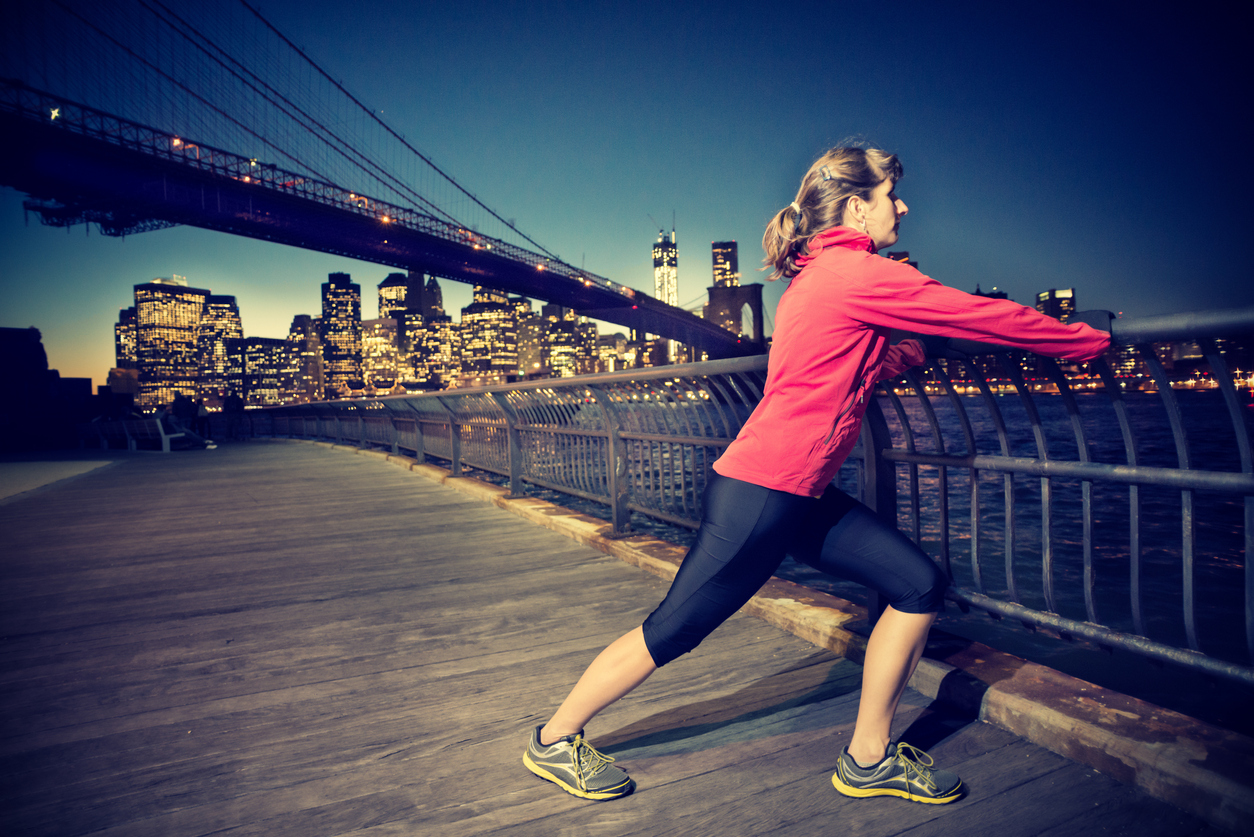 Woman running in New York City.