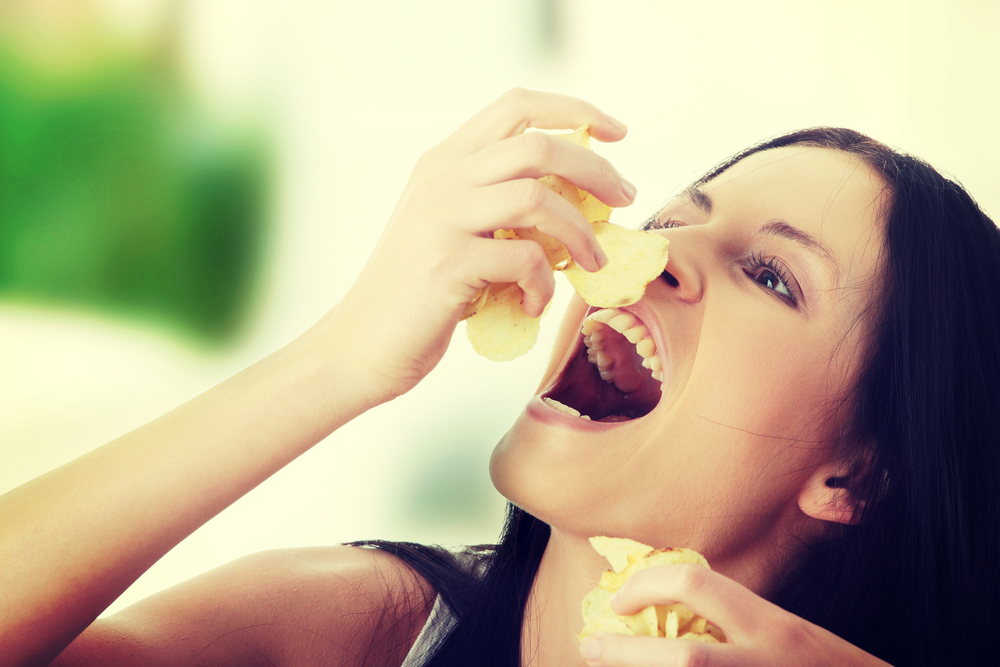 Diets lead to binge-eating junk food and weight gain.