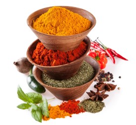 A sampling of different spices that can help you incinerate tummy fat.