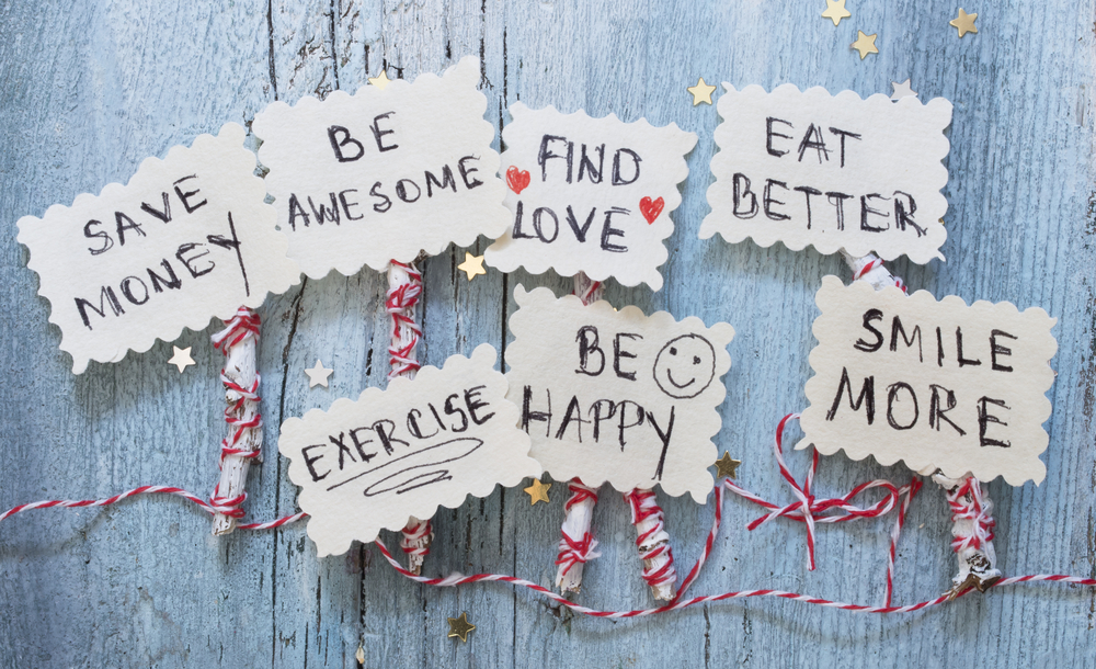 A cute arrangement of crafty New Year's Resolutions.