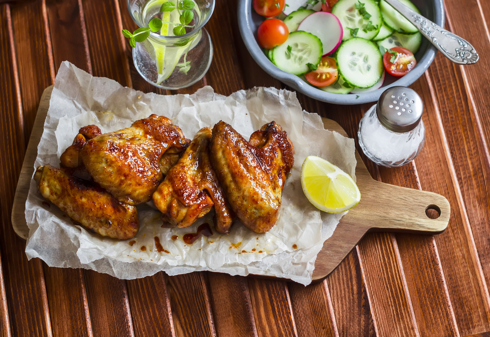Personal Trainer Food burns fat with unlimited meats like Tangy Sweet Kyoto wings for your Super Bowl party.