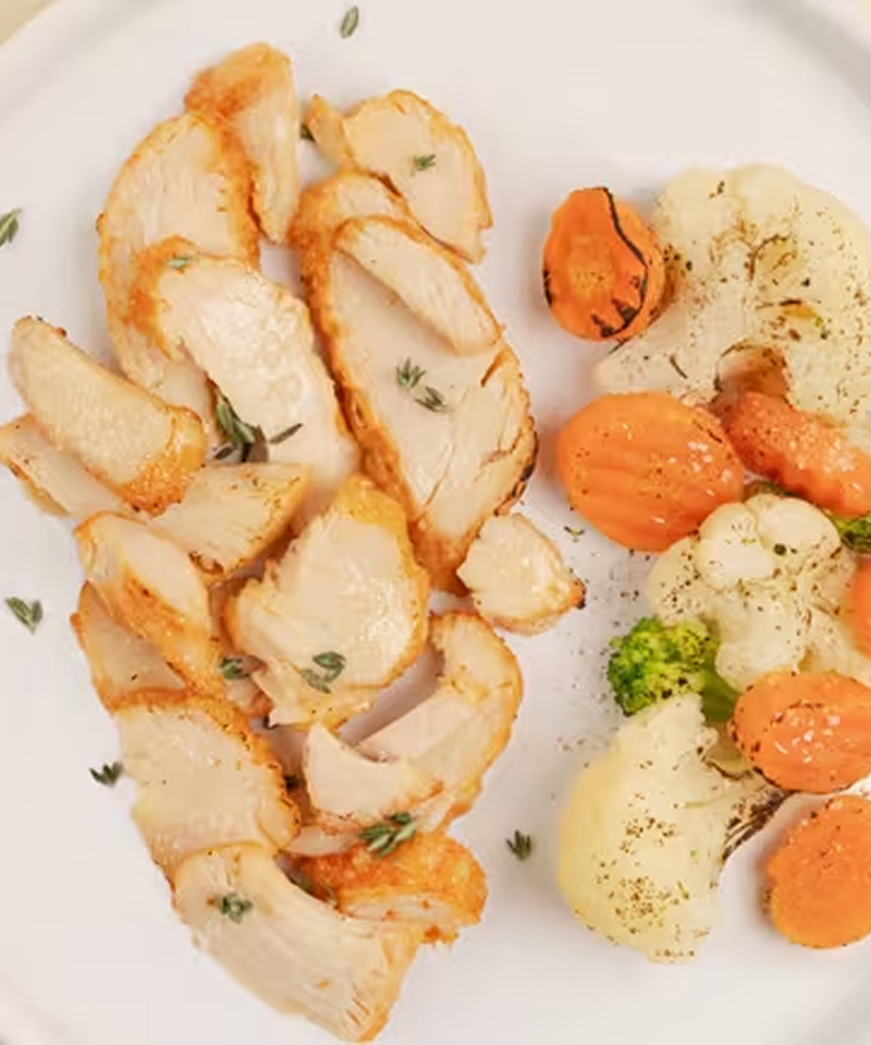 Grilled nuggets with a side of vegetables