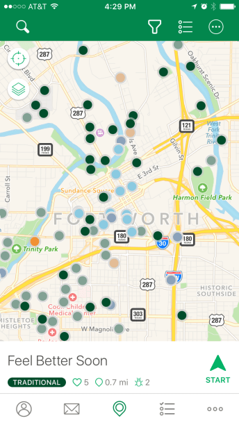 Here's a screen shot of the Geocaching app; the possibilities are endless so you can totally get your steps in.